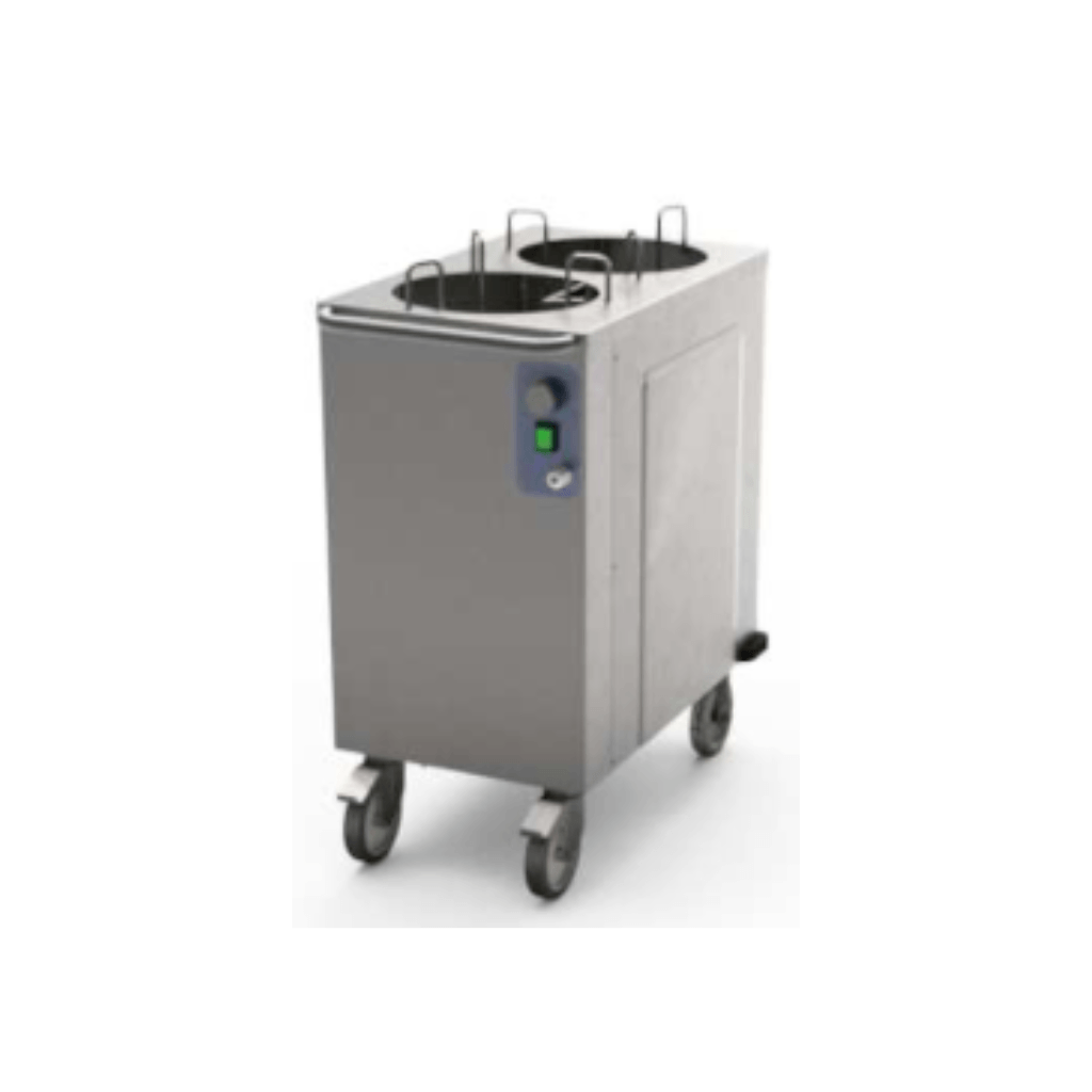 Tallriksdispenser för tallrik, 185-260 MM 2 ST TUBER FÖR CA 2 x 60 TALLRIKAR, MED VÄRME, HÖJD 900MM